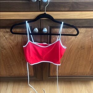 Red Crop Top with White Ties